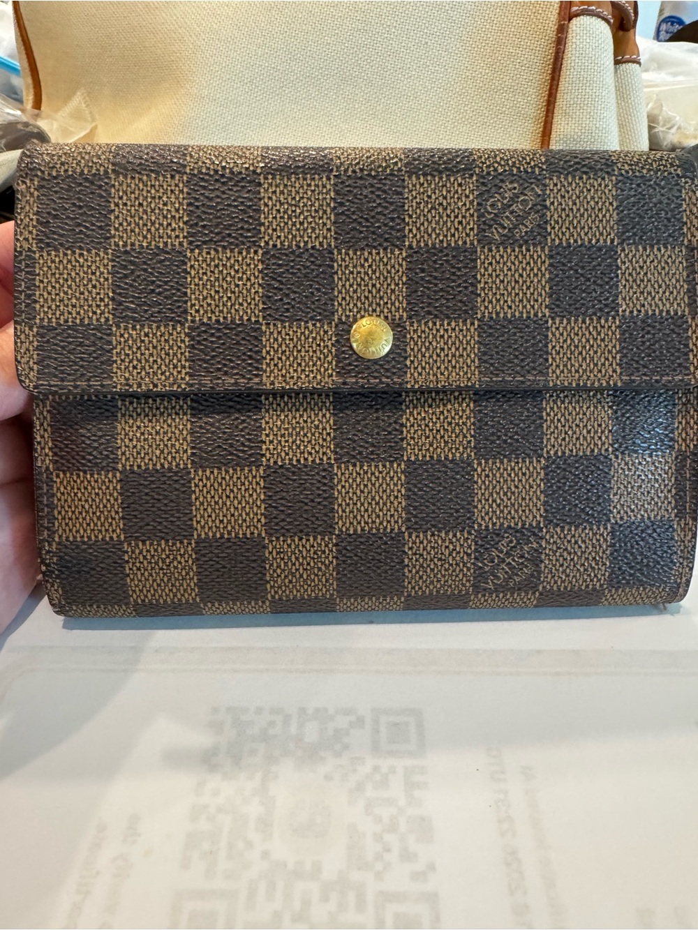 Louis Vuitton Damier Ebene Passport Holder with Certificate of Authenticity